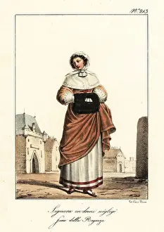 Full Sleeves Prints: Young woman in morning dress, end of Regency era, France