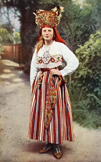 Blouse Prints: Young woman from Oesel Island (Saaremaa), Estonia