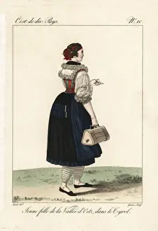 Tyrol Prints: Young woman of the Oetz Valley, Tyrol, Switzerland