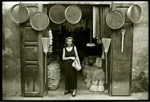 Hardware Prints: Young woman outside hardware shop, Valencia, Spain