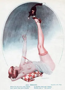 Armpits Prints: Young woman playing with her kitten
