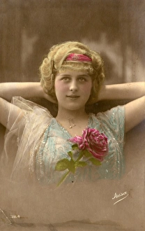 Images Dated 1st March 2012: Young woman on a postcard