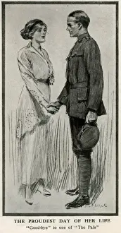 Goodbye Prints: Young woman saying goodbye to soldier, WW1