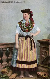 Young woman in traditional costume, Carvalhos, Portugal