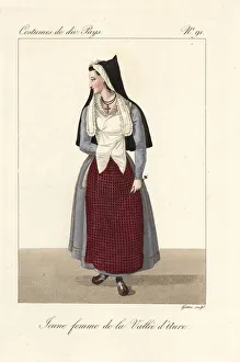 Pyrenees Collection: Young woman of the vallee d Aure, France, 19th century