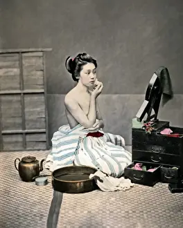Drawer Prints: Young woman washing, Japan