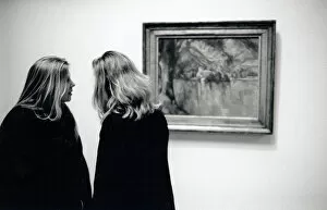 Images Dated 9th June 2016: Two young women in an art gallery, London