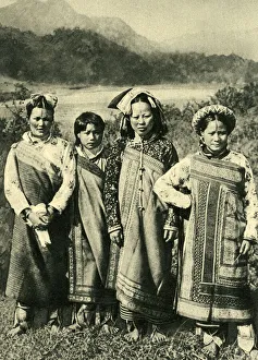 Images Dated 23rd August 2018: Four young women of the Atayal tribe, Formosa (Taiwan)