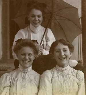 Young women on holiday at Chesieres, Vaud, Switzerland