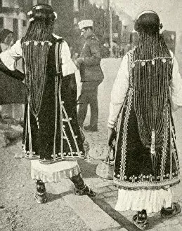 Plait Gallery: Two young women in traditional dress, Bulgaria