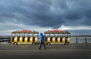 Cold Gallery: Youth in blue hoodie on Southport Pier