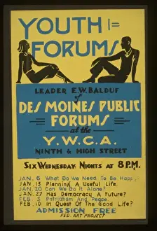 Ywca Prints: Youth forums Leader EW Balduf of Des Moines Public Forums