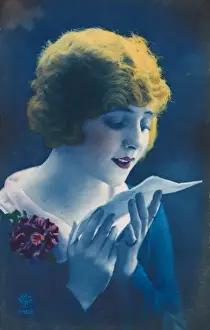 Yugoslavian Girl reading a love letter - portrait