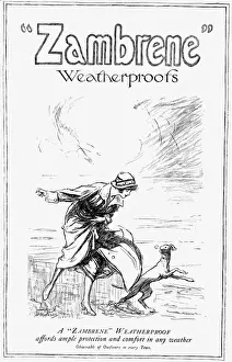 Windswept Prints: Zambrene weatherproofs advertisement, 1918