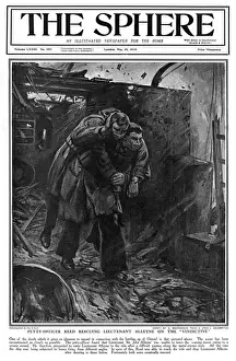 Heroism Prints: Zeebrugge - Petty Officer Reed rescuing Lieutenant Alleyn