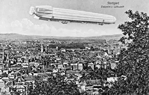 Zeppelin airship over Stuttgart, Germany