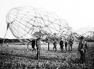 Zeppelin Collection: A Zeppelin brought down near Colchester - WW1