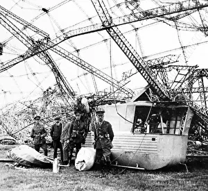 A Zeppelin brought down on the south coast of England - WW1