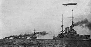 Zeppelins Prints: Zeppelin with German fleet, WW1