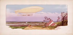 Hovering Prints: Zeppelin hovering over the countryside