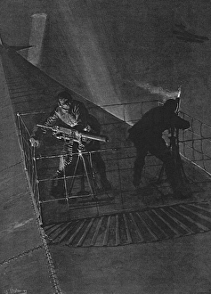 Airships Gallery: Zeppelin machine gunners by Matania, WW1
