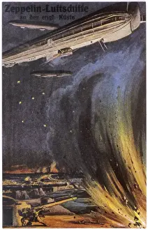 Zeppelins Attacking