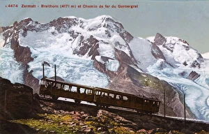 Images Dated 24th March 2017: Zermatt - Switzerland - Breithorn and the Gornergrat Railway