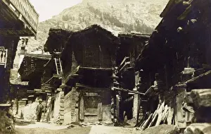 Alps Prints: Zermatt, Switzerland - Old Wooden Houses