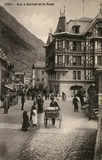 Zermatt, Switzerland - Street scene and the Post Office