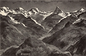 Images Dated 8th November 2016: Zermatt, Switzerland with surrounding Alpine peaks