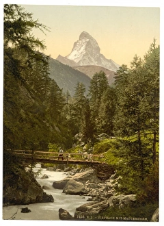 Switzerland Gallery: Zermatt, Vispach Bridge, with top of Matterhorn, Valais, Alp