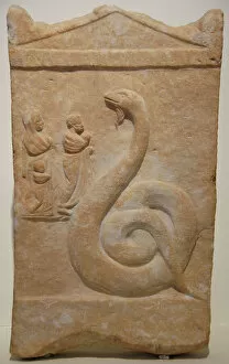 Archaeological Collection: Zeus Meilichios depicted as a snake and a family of supplica