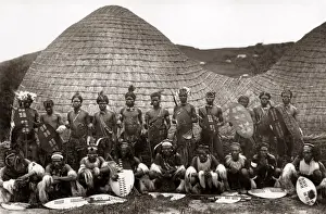 Zulu Prints: Zulu tribesmen, South Africa, circa 1888 (Robert Harris stud