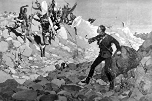 Zulus Prints: Zulu war. At Bay! The French Prince Imperial attacked by Z