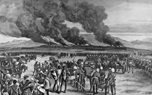Images Dated 13th July 2004: The Zulu war, the Burning of Ulundi. From a sketch by an ILN