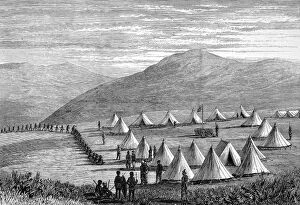 Ulundi Gallery: The Zulu war. Sir Garnet Wolseleys camp at Ulundi. Zulus co