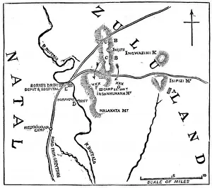 Positions Prints: The Zulu war. Sketch of the positions of the forces engaged