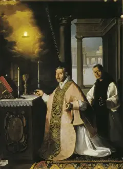 Zurbaran Prints: ZURBARAN, Francisco de (1598-1664). The Mass