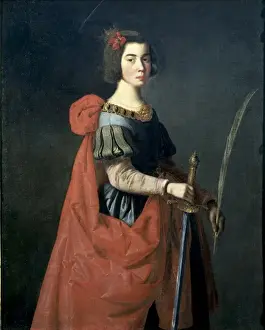 Zurbaran Prints: ZURBARAN, Francisco de (1598-1664). Saint Catherine
