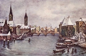 Images Dated 5th January 2011: Zurich / Rhine / Winter 1908